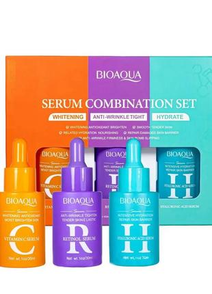Подарунковий набір сироватк для шкіри обличчя bioaqua serum combination set 3 шт. х 30ml1 фото