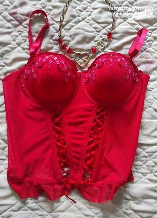 Очень красивый сексуальный корсет со шнуровкой и вышивкой