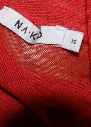 Na-kd шикарное платье сетка красного цвета миди xs-s-размер7 фото