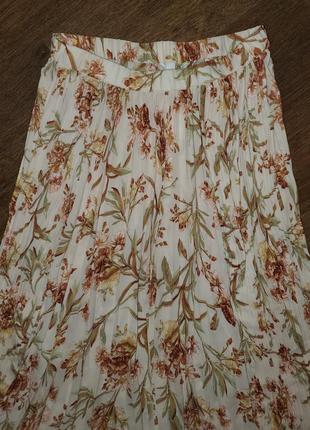 Красивая юбка плиссе плиссированная принт цветы h&m6 фото