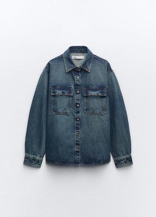 Джинсовая куртка-рубашка от zara, xs, оригинал, испания4 фото