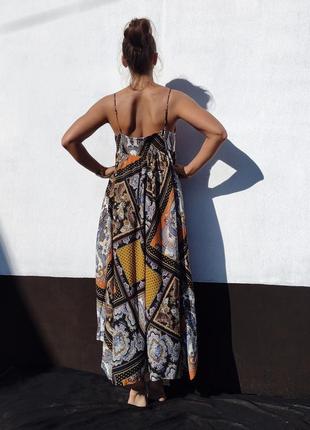 Шикарное массивное длинное разноцветное платье h&m3 фото