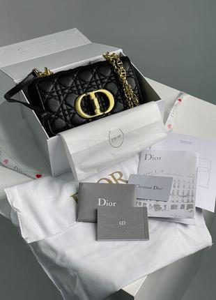 Сумка жіноча в стилі  christian dior small dior caro bag black supple cannage calfskin8 фото