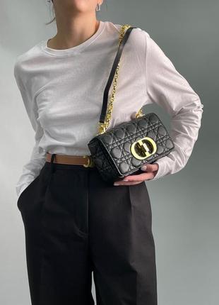 Сумка жіноча в стилі  christian dior small dior caro bag black supple cannage calfskin4 фото