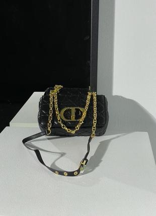 Сумка жіноча в стилі  christian dior small dior caro bag black supple cannage calfskin6 фото