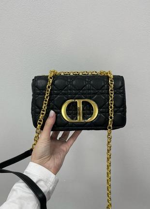 Сумка жіноча в стилі  christian dior small dior caro bag black supple cannage calfskin7 фото