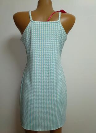 Нова стрейч сукня сарафан принт гусяча лапка3 фото