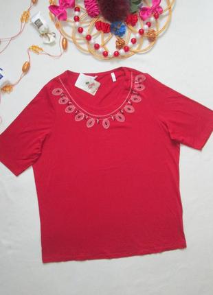 Классная хлопковая стрейчевая футболка с вышивкой батал anthology.