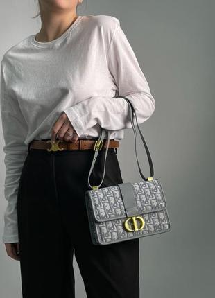 Сумка женская в стиле christian dior 30 montaigne chain bag grey dior oblique jacquard4 фото