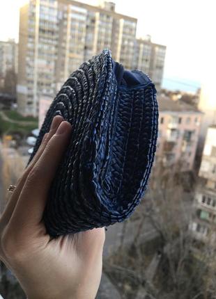 Темно-синя плетена сумочка/косметичка2 фото