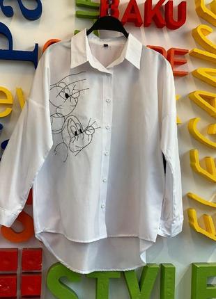 Накладной платеж ❤ турецкая хлопковая рубашка с вышивкой мики маус1 фото
