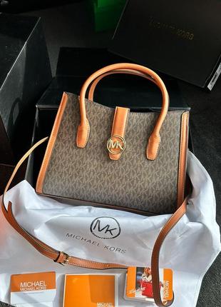 Сумка жіноча в стилі  michael kors gabby large logo satchel brown