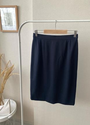 Меди юбка в темно синем цвете юбкая шерсть шерсть шерсть шерсть шерсть наве laurel escada винтаж7 фото