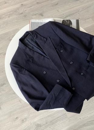 Angelo litrico двубортный пиджак оверсайз шерсть шерсть шерсть жакет блейзер винтаж темно синий4 фото