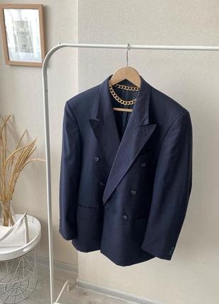Angelo litrico двубортный пиджак оверсайз шерсть шерсть шерсть жакет блейзер винтаж темно синий2 фото