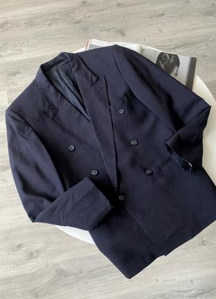 Angelo litrico двубортный пиджак оверсайз шерсть шерсть шерсть жакет блейзер винтаж темно синий3 фото
