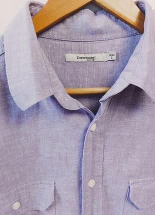 Бледно фиолетовая рубашка из льна и хлопка2 фото