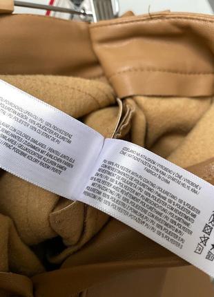 Primark коричневі штани з еко шкіри кльош брюки труби wide leg руді кемел6 фото