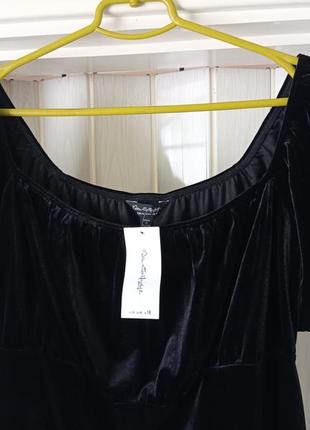 Чорне оксамитове стрейчеве плаття з відкритими плечима2 фото
