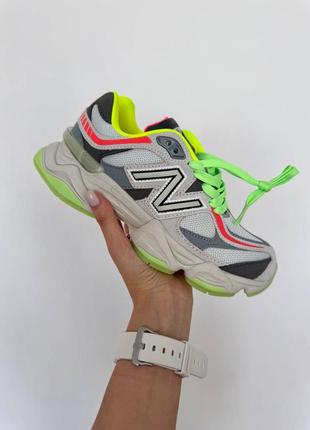 New balance 9060 « light grey / acid green » premium1 фото