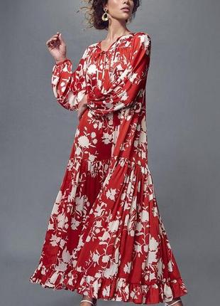 Плаття довге об'ємне для жінки h&m 0856368-001 xl червоний4 фото