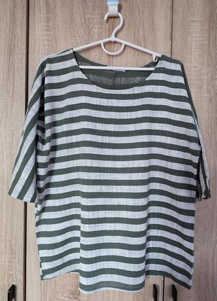 Італійська натуральна блуза в смужку блузка блузочка розмір 50-521 фото