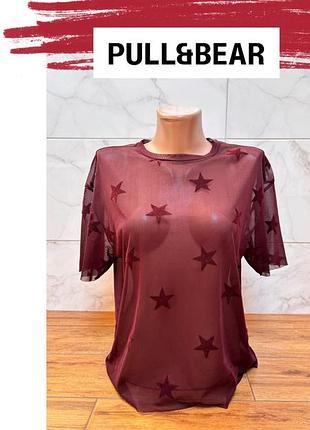 Крута бордова блуза / сітка з зірочками pull&bear