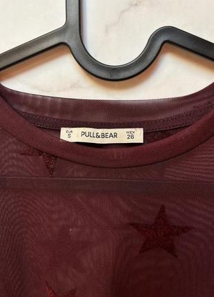Крутая бордовая блуза / сетка со звездочками pull &amp; bear2 фото