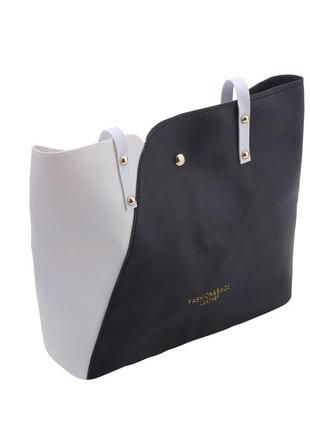 Жіноча чорно-біла сумка - тоут сумка через плече6 фото