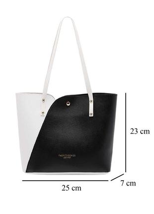 Жіноча чорно-біла сумка - тоут сумка через плече2 фото