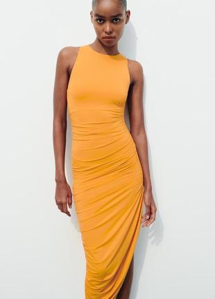 Облегающее платье оранжевое zara new2 фото