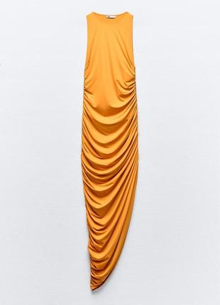 Облегающее платье оранжевое zara new6 фото