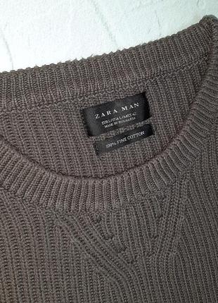 🎁1+1=3 фирменный серый мужской плотный свитер zara, размер 48 - 505 фото