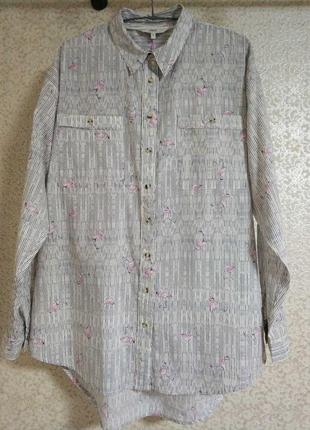 Next цікава сорочка рубашка кежуал оверсайз принт птиці фламінго бренд next, р.16