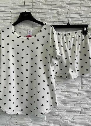 Молодежная пижама- футболка + шорты🖤 одежда для дома и сна1 фото