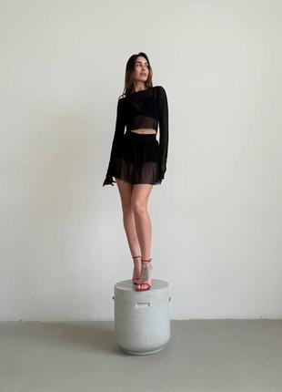 Женские полуразмеры черные короткие шорты, мини шортики из сетки pole dance high heels5 фото