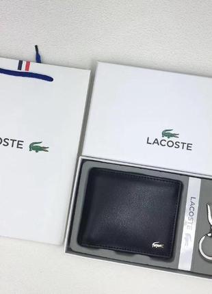 Чоловіче шкіряне портмоне lacoste чорний / гаманець і монетниця / на подарунок чоловікові2 фото