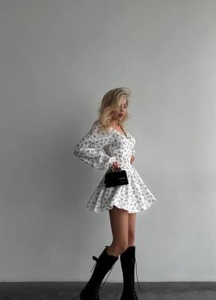 Белый комбинезон-платье из хлопка xs s m l легкий муслиновый молочный комбез с принтом 42 44 46 487 фото