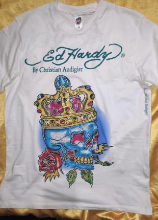 Стильная новая сток брендовая футболка.ed hardy.м-л.унисекс4 фото