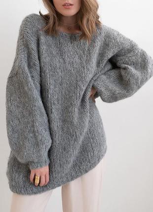 Шикарный серый свитер-платье1 фото