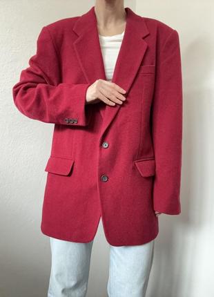 Шерстяной пиджак красный жакет кашемир блейзер красный винтажный пиджак кашемировый жакет винтаж блейзер шерсть1 фото