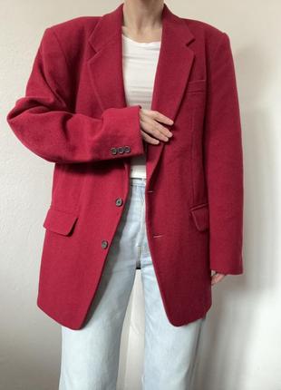Шерстяной пиджак красный жакет кашемир блейзер красный винтажный пиджак кашемировый жакет винтаж блейзер шерсть10 фото