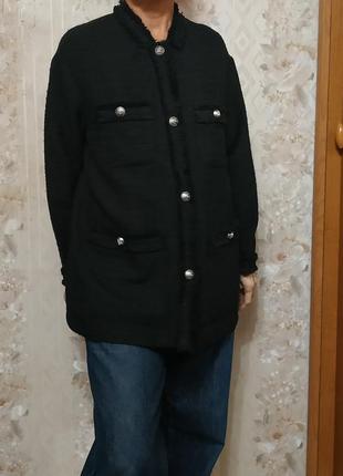 Твидовый пиджак оверсайз с необработанным краем9 фото