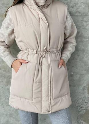 Базова жіноча щоденна жилетка з кишенями з плащової тканини весняна світло-бежева жилетка