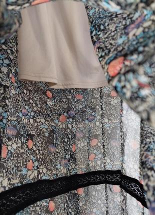 Черное шифоновое платье макси в мелкий цветочный принт🔹свободный крой🔹длинный рукав joe browns (размер 20-24)9 фото