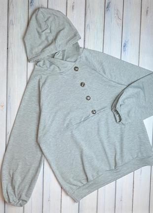 💥1+1=3 фірмове сіре жіноче худі светр оверсайз з капюшоном shein, розмір 46 - 48