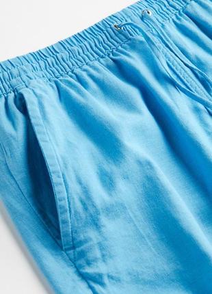 Голубые шорты лен h&amp;m linen-blend3 фото