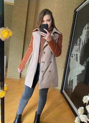 Black friday 🔥 стильне нюдовое пальто, двокольорове