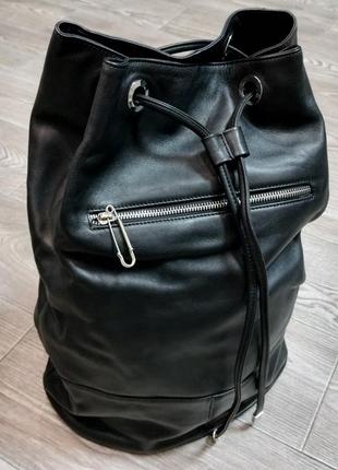 Рюкзак натуральна шкіра чорний anga rubik mohito