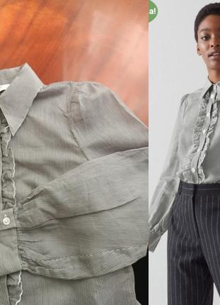 Блуза  в тонкую полоску хлопок с шёлком l.k. bennett , 40/m10 фото